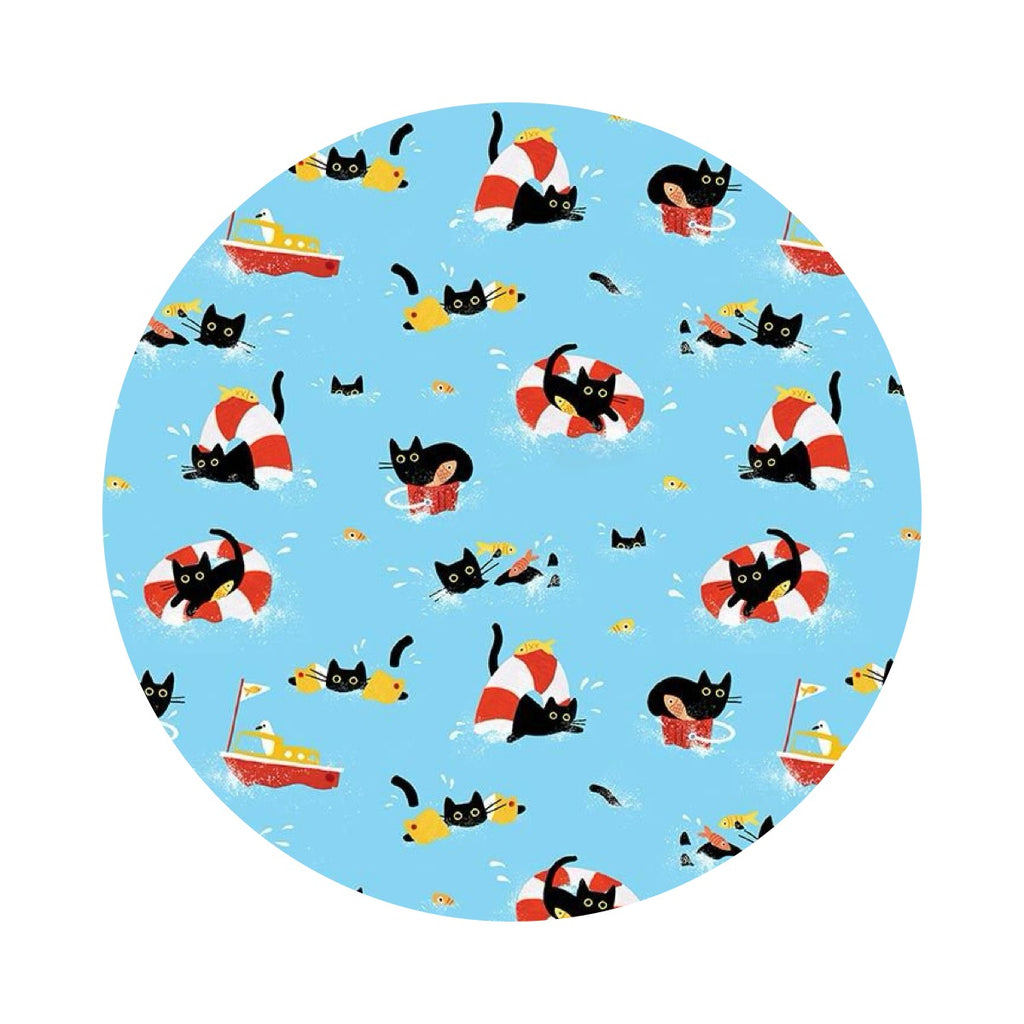 4 meters left! - Sea Cats - Sandy Paw Collection - Dear Stella Fabrics