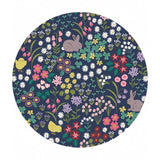 1.5 meters left! - Bunny & Chick Floral on Dark Blue - Bunny Hop Collection - Lewis & Irene Fabrics